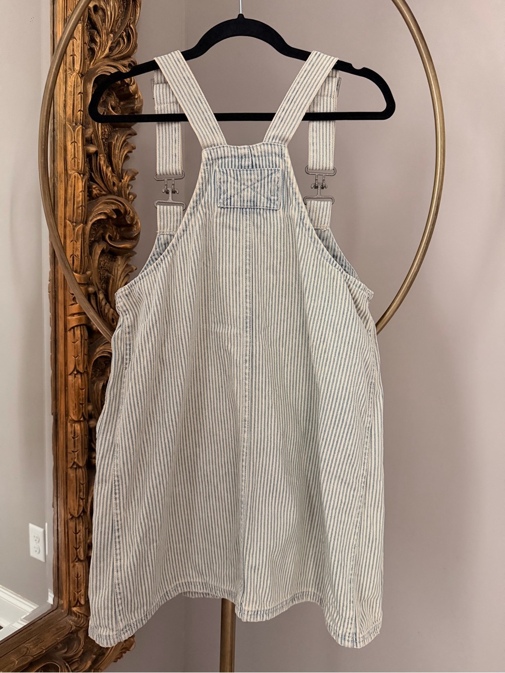 Free People Railroad Striped Denim Overall Dress in size M - Picture 8 of 9